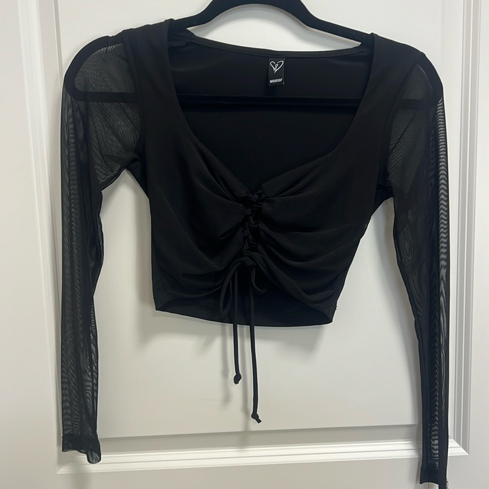Windsor long sleeve mesh crop top
